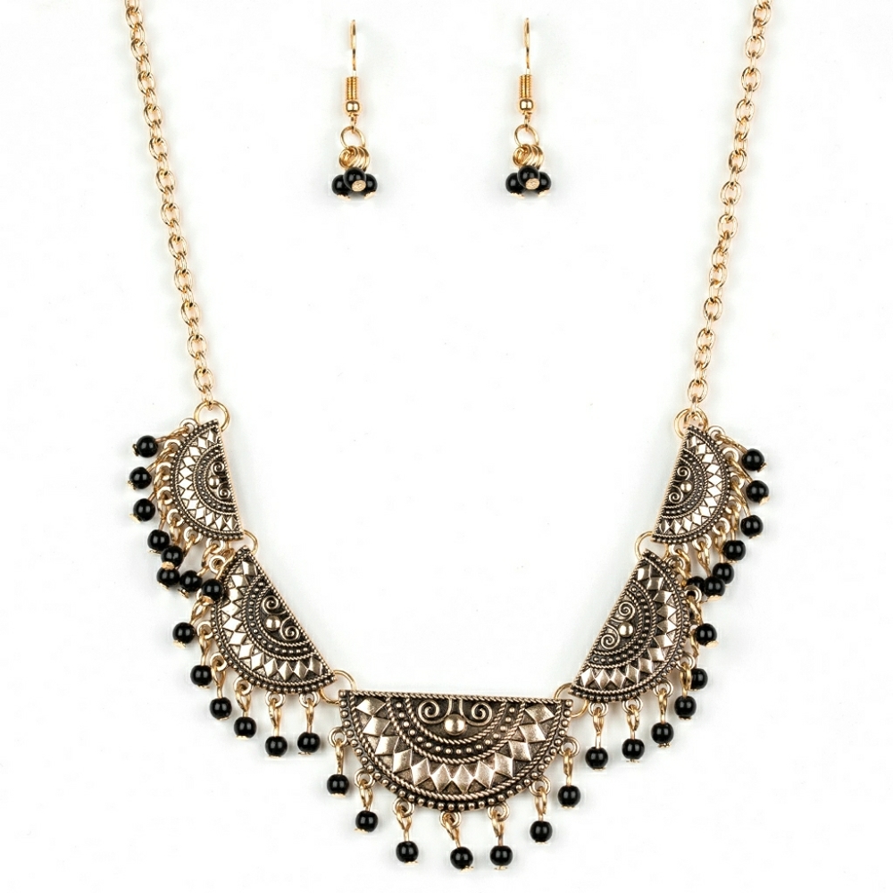 Brass necklace & earring set